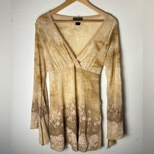y2k misdemeanor brown sheer floral flowy top
